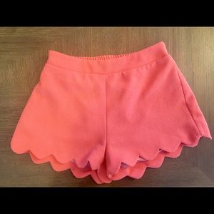 Coral scallop shorts from Love Culture.